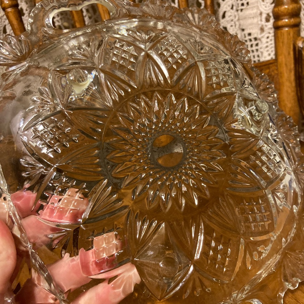 Parisi Cut Glass Tray, Footed and Handled Dish - Deep Base for Food and Display - Picture 7 of 14